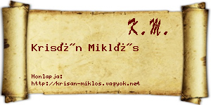 Krisán Miklós névjegykártya