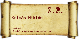 Krisán Miklós névjegykártya